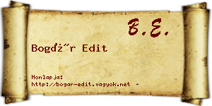 Bogár Edit névjegykártya